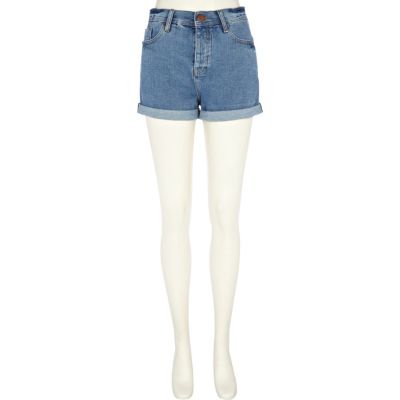 Mid wash denim shorts