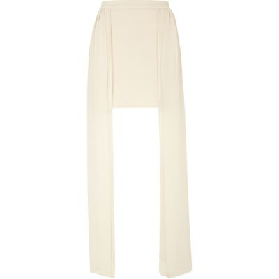 Beige chiffon drape maxi skirt