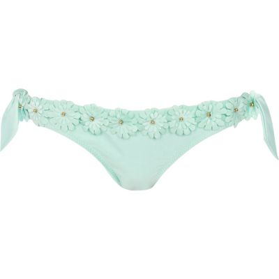 Mint green 3d flower bikini briefs