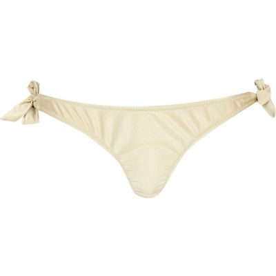 Gold 3d flower bikini briefs