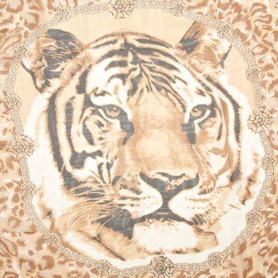 Dark red tiger face print square scare