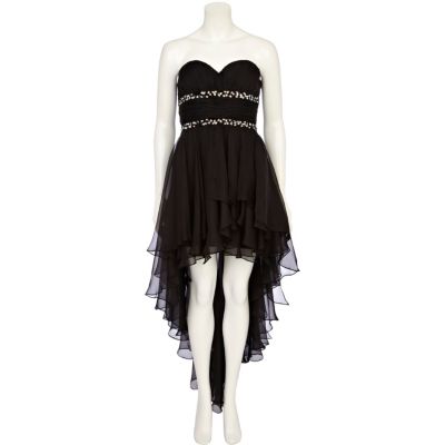 Black Forever Unique dip hem prom dress