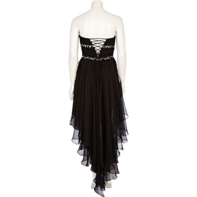 Black Forever Unique dip hem prom dress
