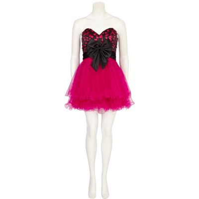 Bright pink print Forever Unique prom dress