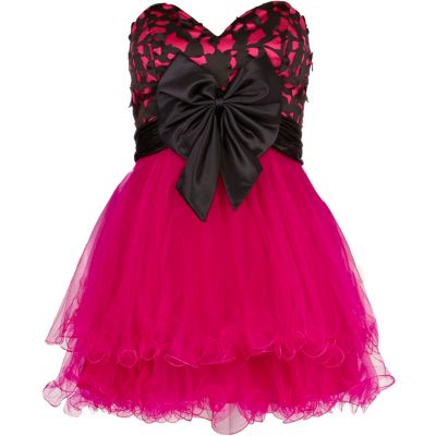 Bright pink print Forever Unique prom dress