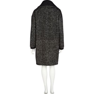 Grey oversized ribbed boyfriend coat