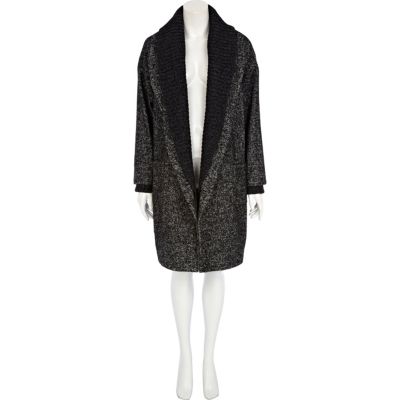 Grey oversized ribbed boyfriend coat