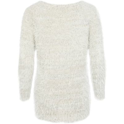 Cream fluffy sequin jumper