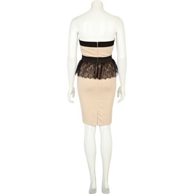 Nude lace Little Mistress peplum dress
