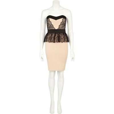Nude lace Little Mistress peplum dress