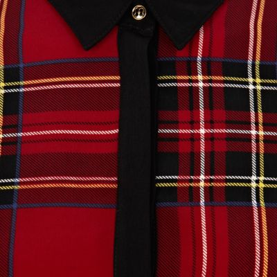 Black contrast tartan shirt