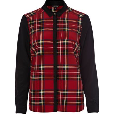 Black contrast tartan shirt