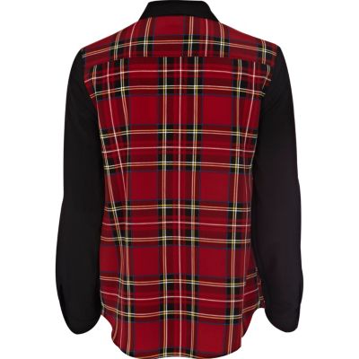 Black contrast tartan shirt