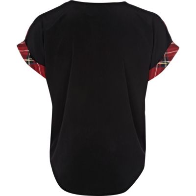 Red tartan print t-shirt