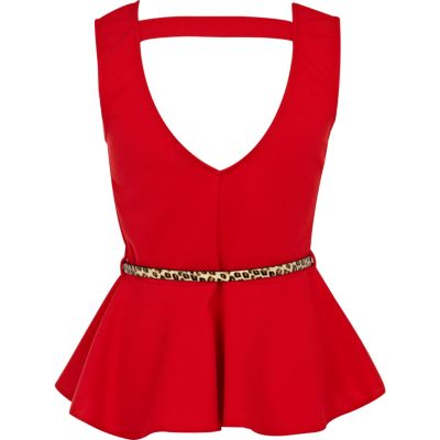 Red peplum top