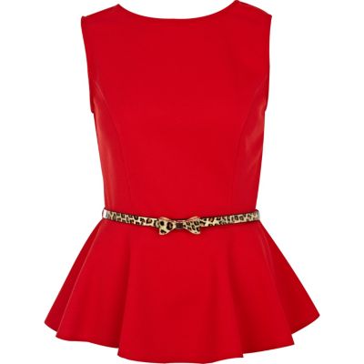 Red peplum top