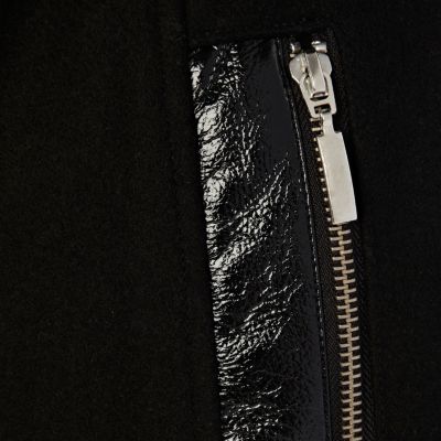 Black high shine sleeve coat