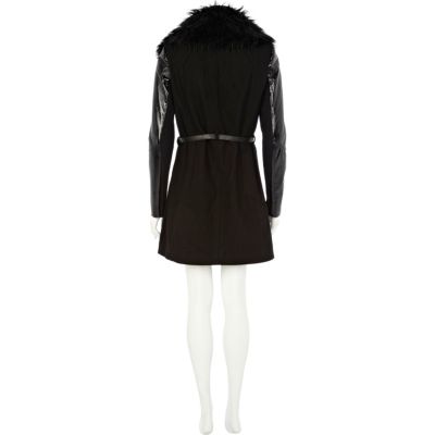 Black high shine sleeve coat