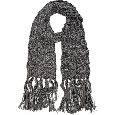 Grey marl basket weave scarf 