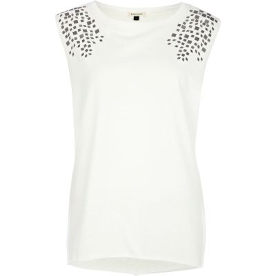 White studded tank top