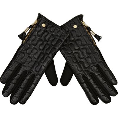 Black RI quilted gloves