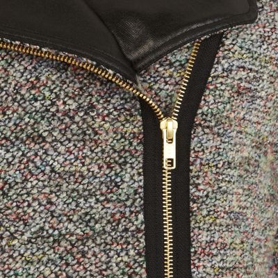 Grey tweed biker jacket