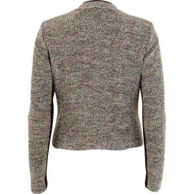 Grey tweed biker jacket