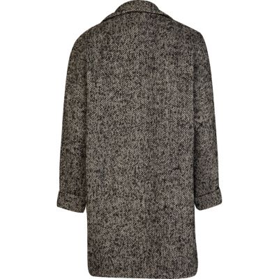 Grey herringbone boyfriend coat