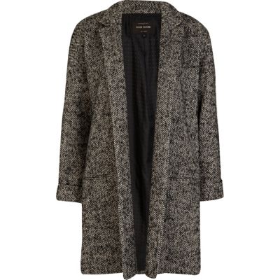 Grey herringbone boyfriend coat