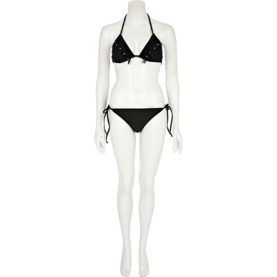 Black fringe bikini briefs