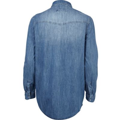 Mid wash denim shirt