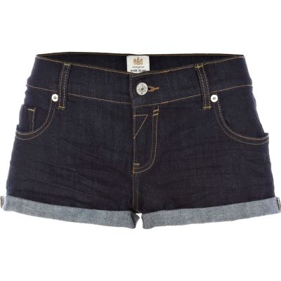 Dark wash denim shorts