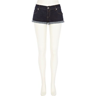 Dark wash denim shorts