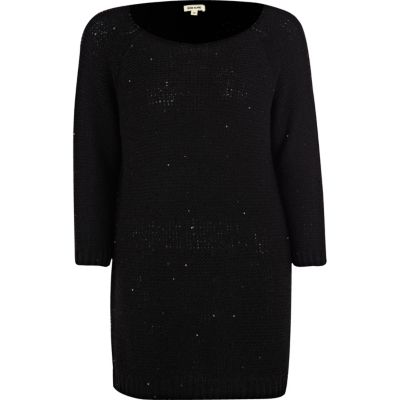 Black sequin knitted dress