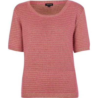 Pink metallic knitted t-shirt