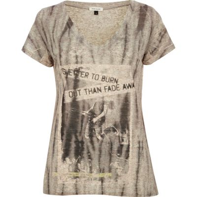 Light brown Rock Fade print t-shirt