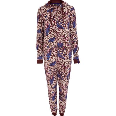 Grey coloured tiger print onesie