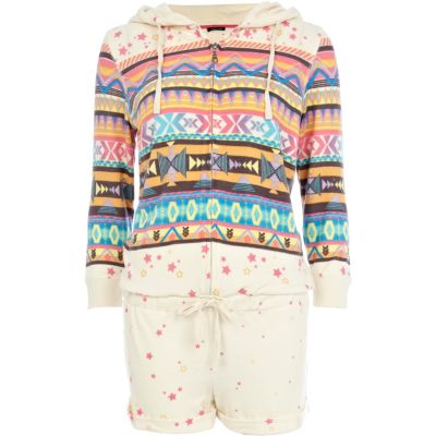 Grey geometric star print onesie