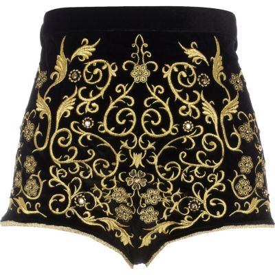 Black velvet baroque knicker shorts 