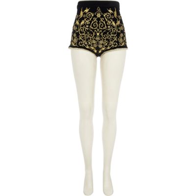 Black velvet baroque knicker shorts 