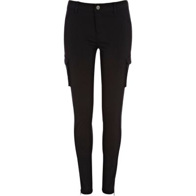 Black ponte skinny combat trousers