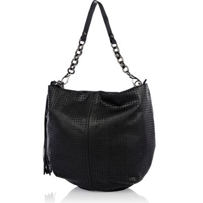 Black lasercut slouch bag