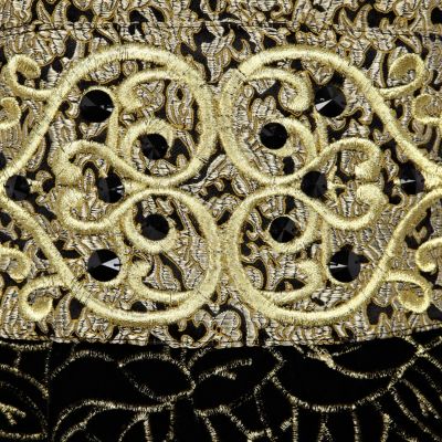 Black metallic baroque prom dress