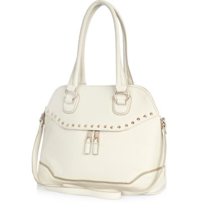 Cream zip front bag