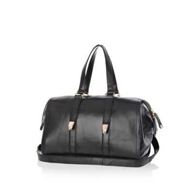 Black leather bowler bag