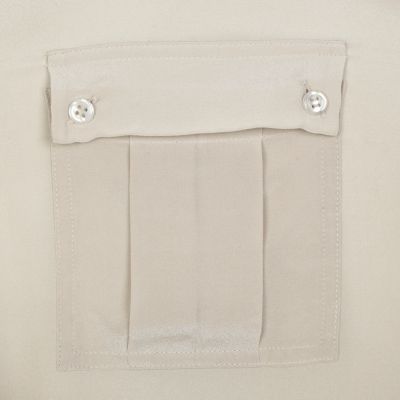 Light grey oversized silk utility shirt