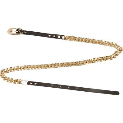 Black skinny chain belt
