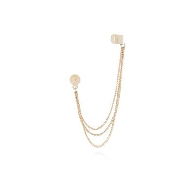 Gold tone spike chain ear cuff