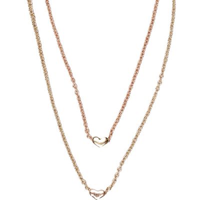 Gold tone heart pendant long necklace
