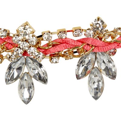 Pink fluro plait diamante belt